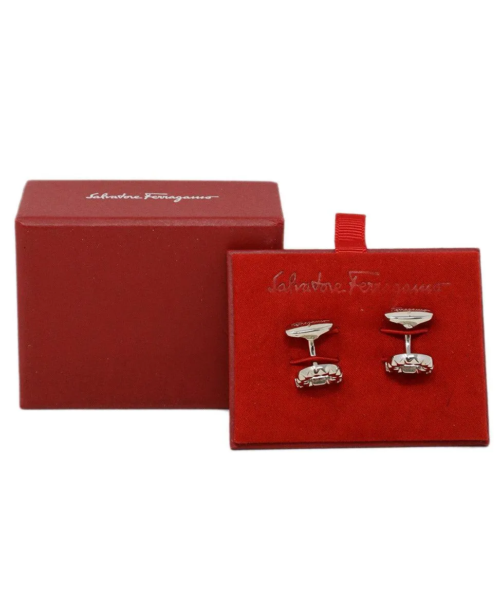Ferragamo Silver Metal Cufflinks