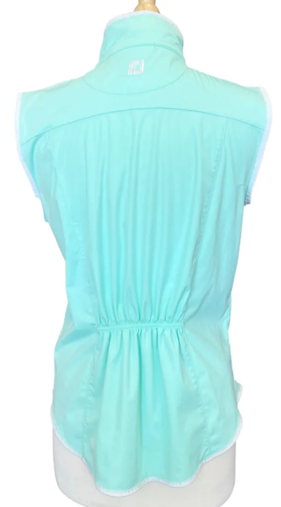 Footjoy Full Zip Windbreaker Vest in Seafoam & White with Titleist Logo Size M