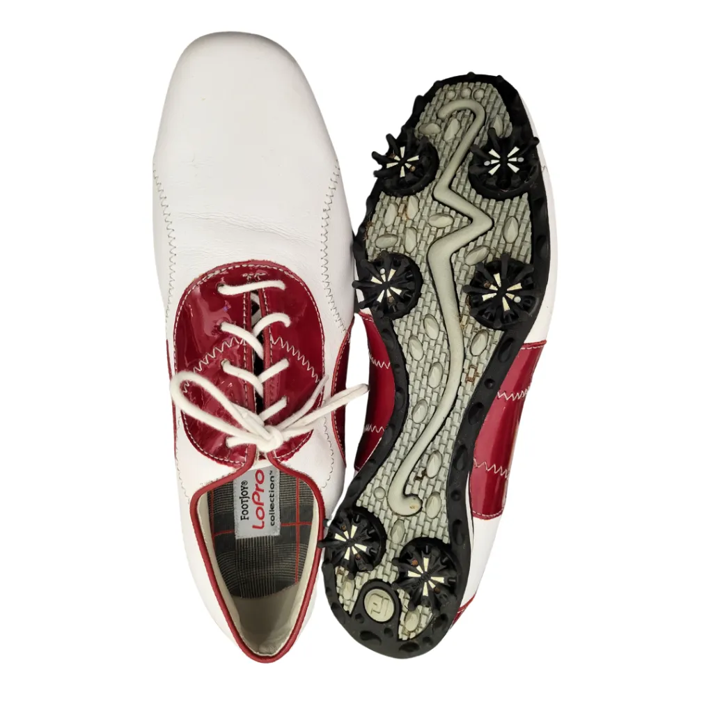 Footjoy Red & White Leather Women's LoPro Golf Shoes Size 8.5