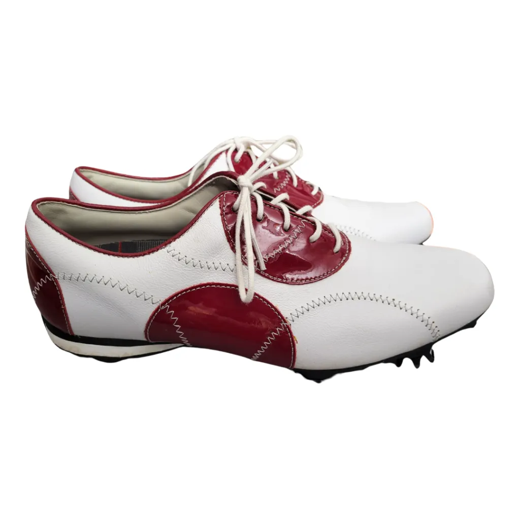 Footjoy Red & White Leather Women's LoPro Golf Shoes Size 8.5