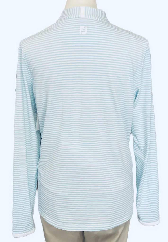 Footjoy Women's Blue & White Tonal Striped Pullover w/ Logo Size M MSP$115