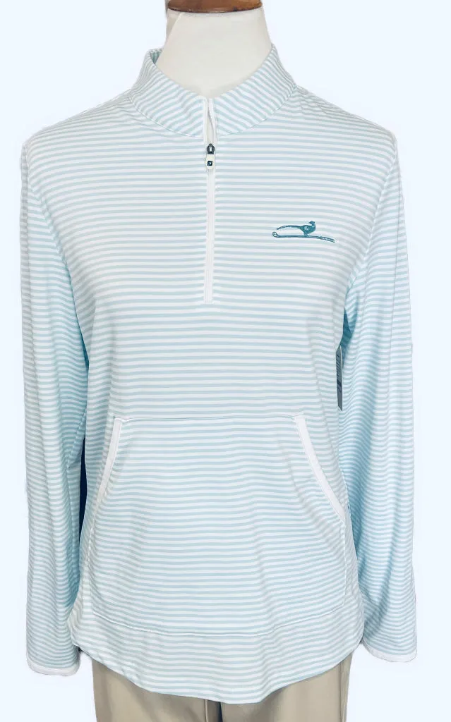 Footjoy Women's Blue & White Tonal Striped Pullover w/ Logo Size M MSP$115