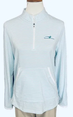 Footjoy Women's Blue & White Tonal Striped Pullover w/ Logo Size M MSP$115