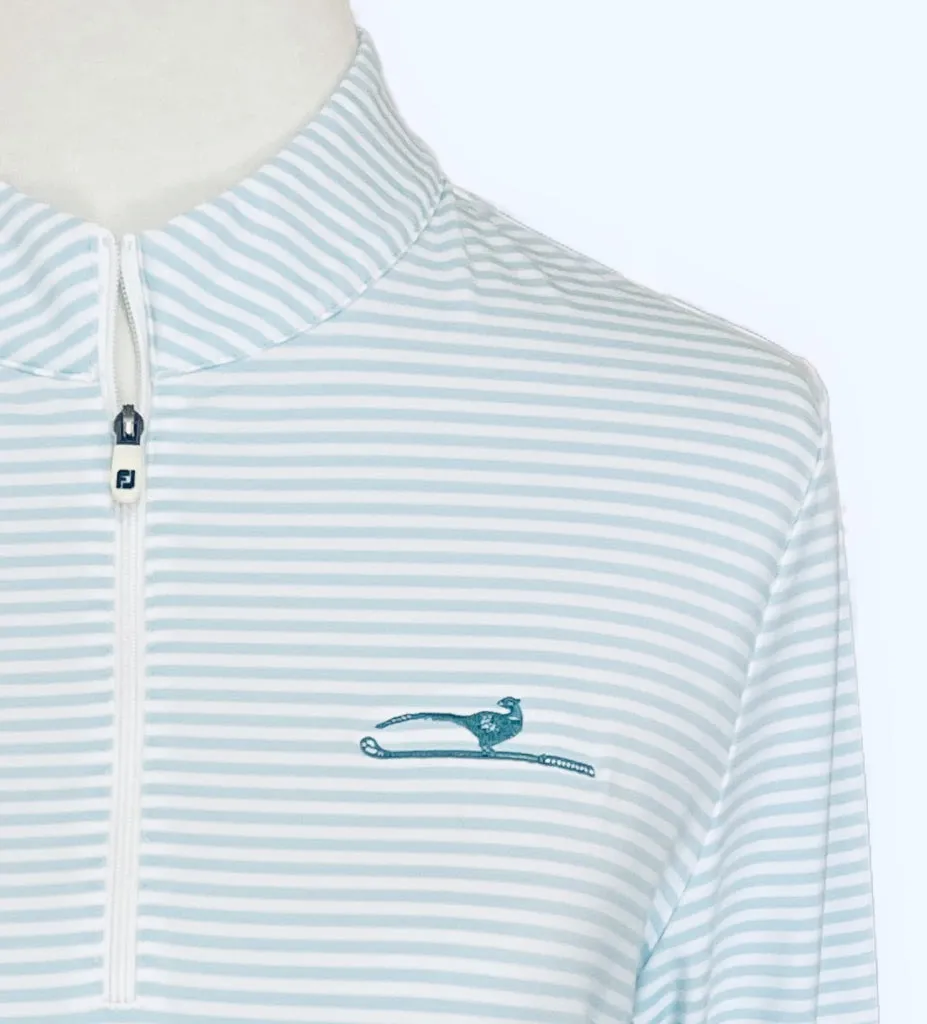 Footjoy Women's Blue & White Tonal Striped Pullover w/ Logo Size M MSP$115