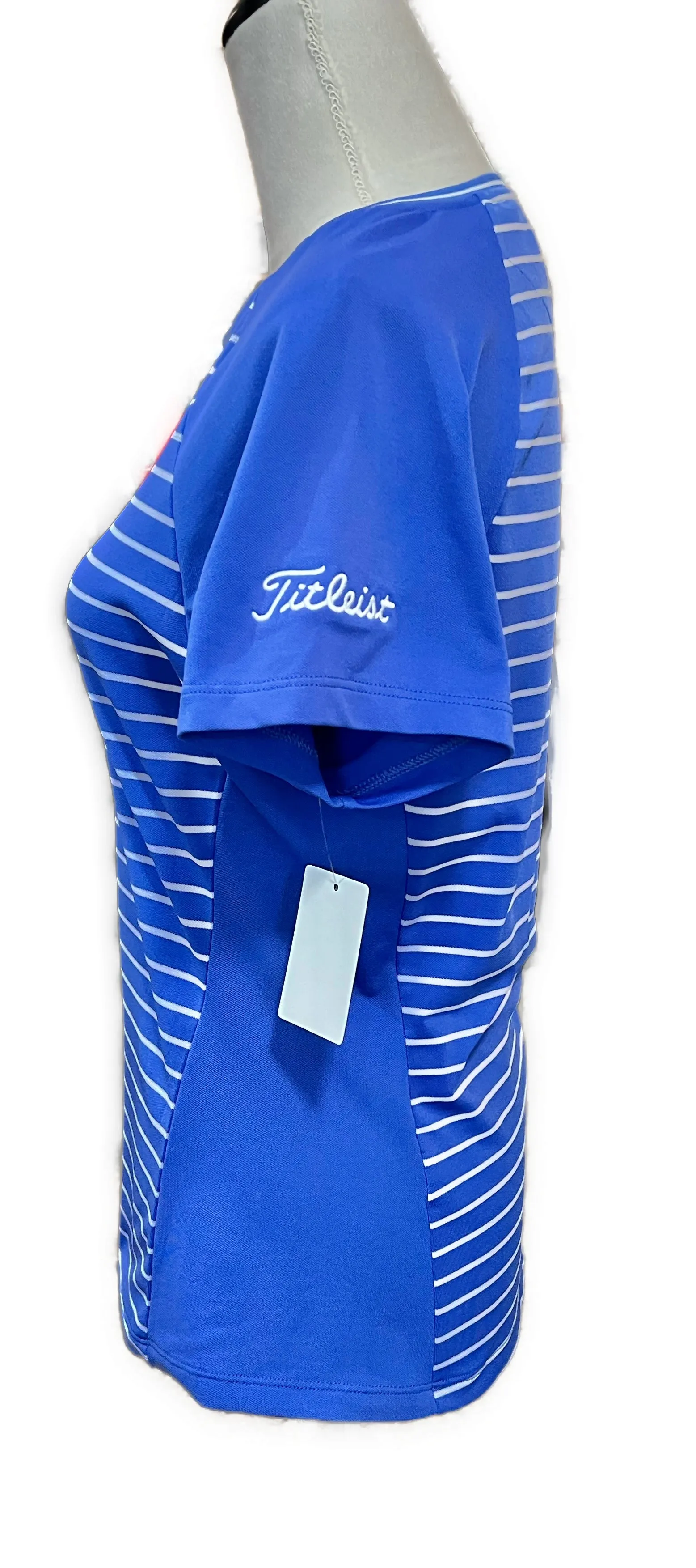 Footjoy Women's Blue Striped Short Sleeve Top Size S