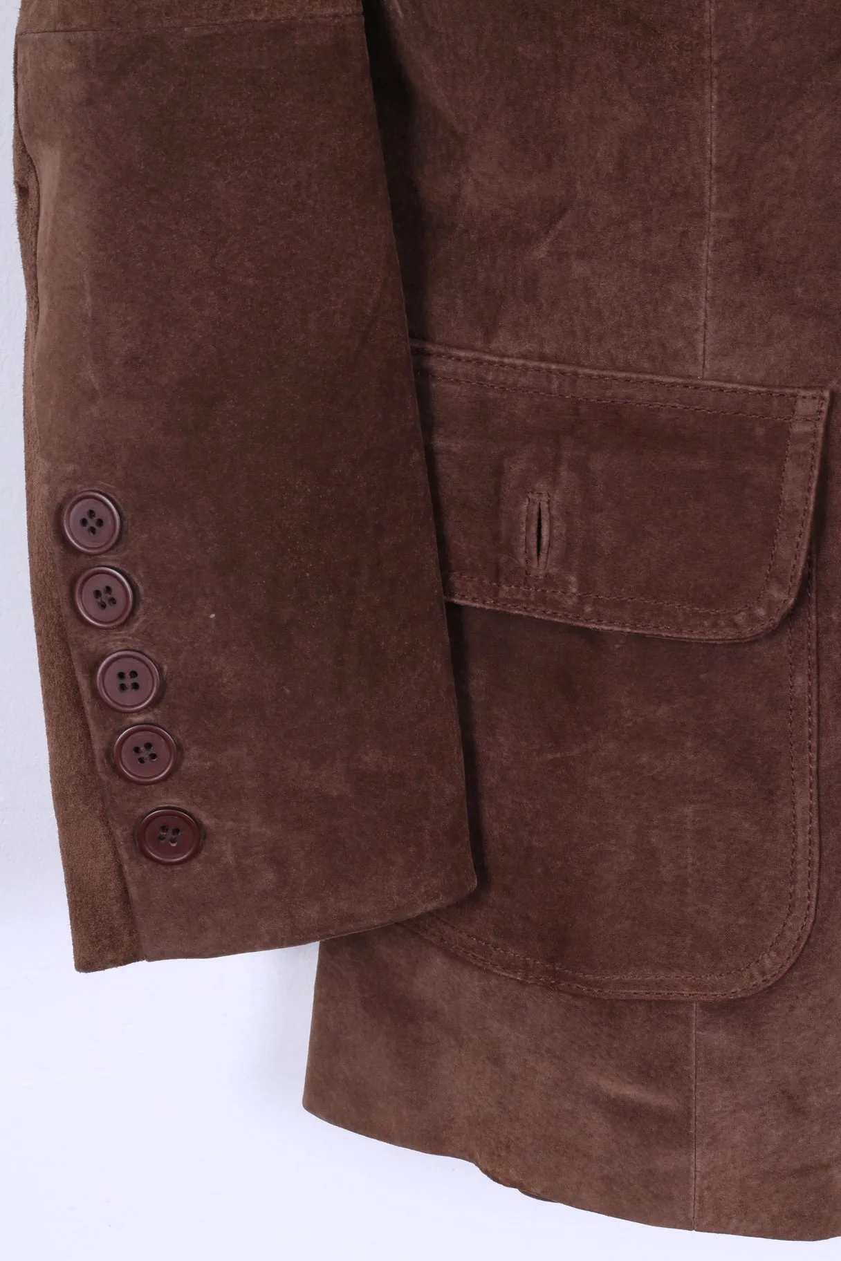 Full Power Womens M Jacket Brown Leather Single Breasted Outwear