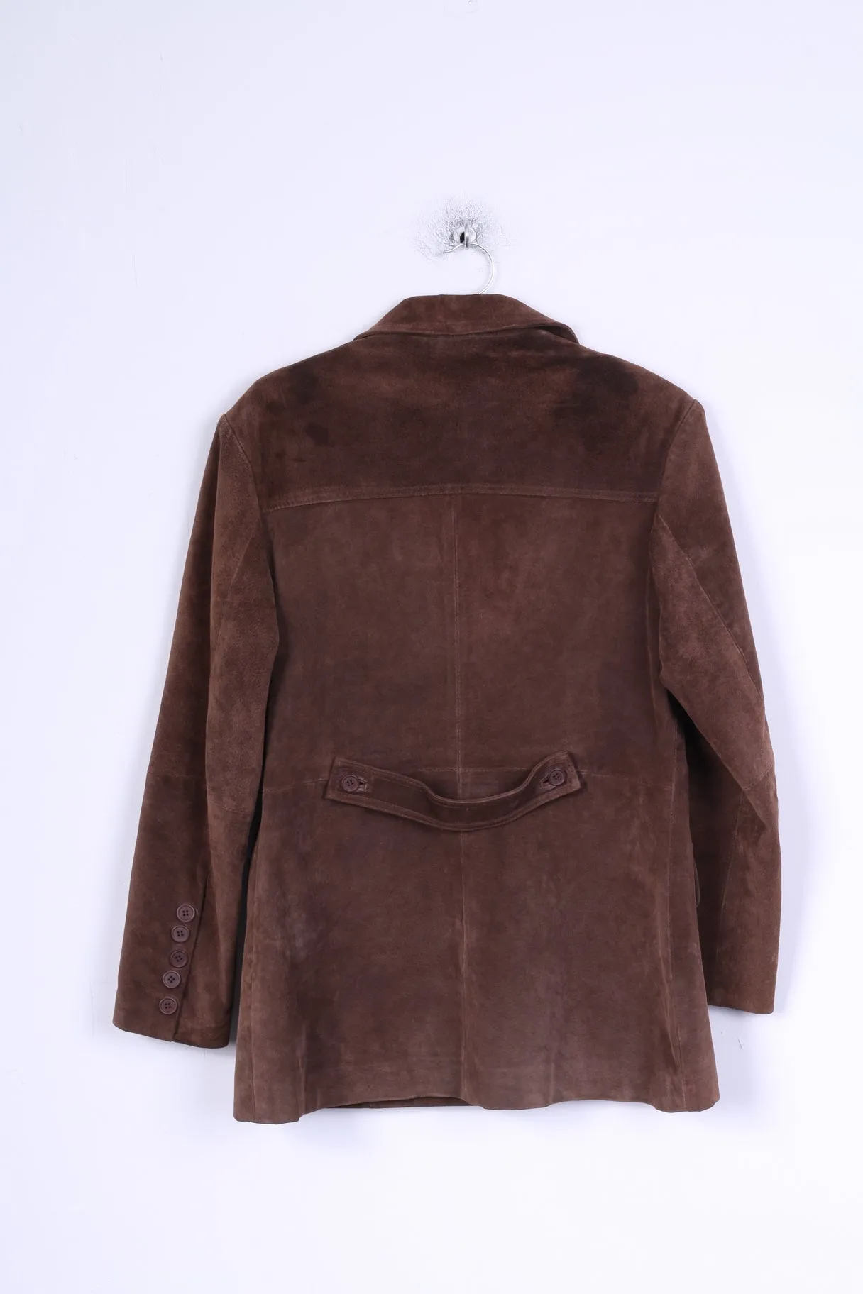 Full Power Womens M Jacket Brown Leather Single Breasted Outwear