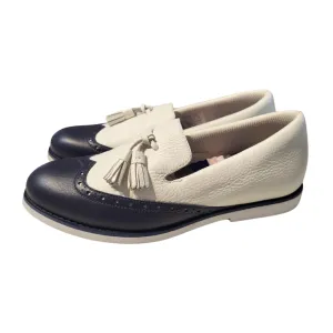G/Fore White & Navy Cruiser Brogue Tassel Golf Shoes Size 8.5 MSP$225