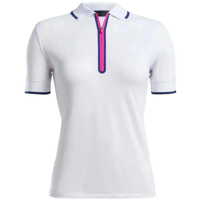G/FORE Womens Contrast Zip Golf Polo w/ logo Size M MSP$120