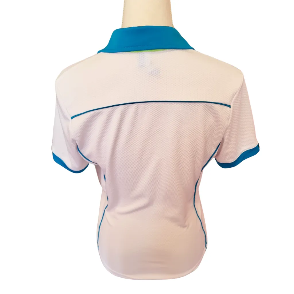 GGBlue White Golf Top with Green & Teal Trim Size S MSP$88