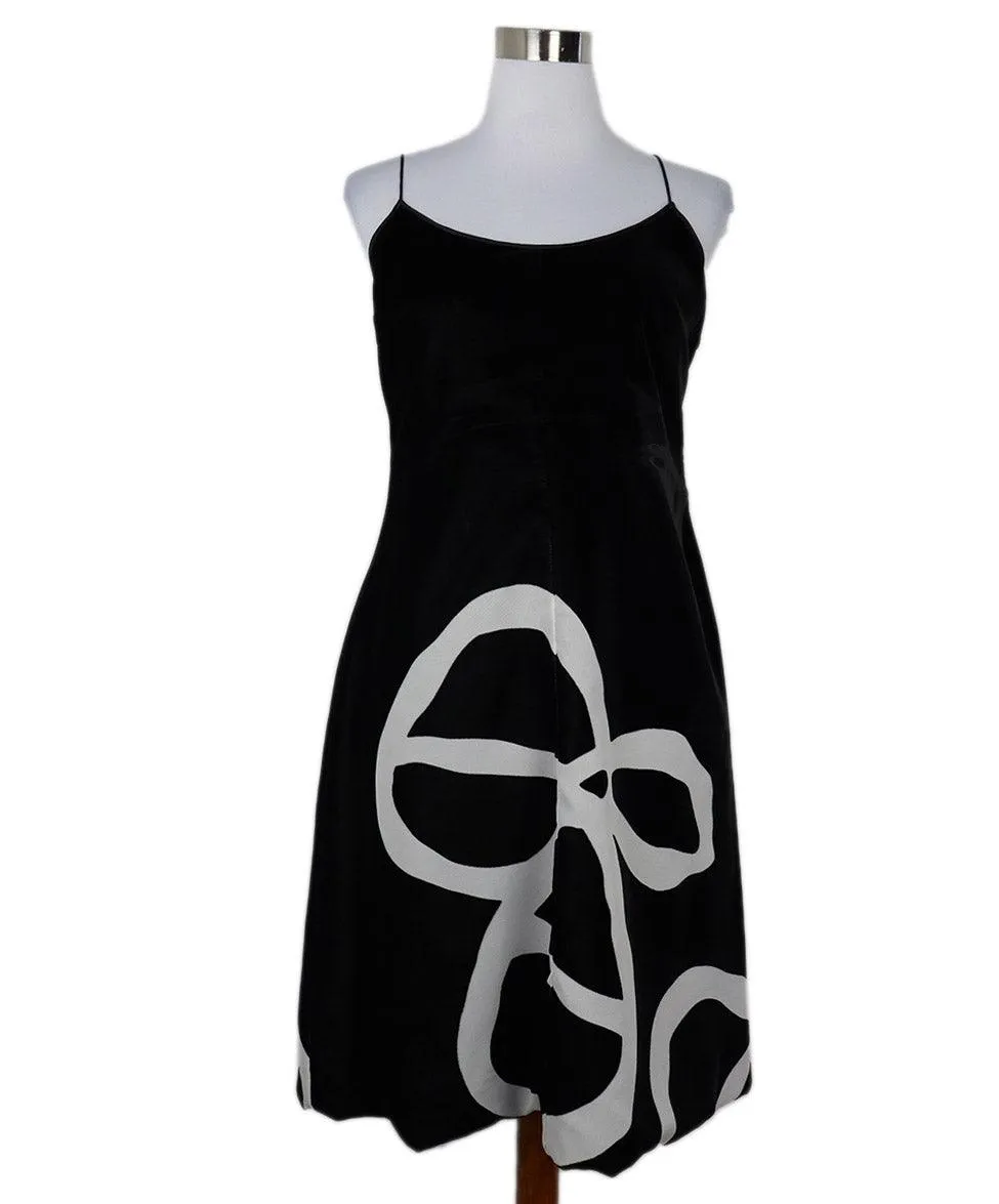 Giorgio Armani B&W Velvet Print Dress sz 8
