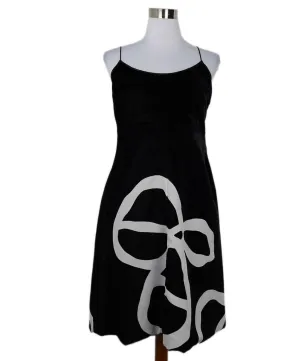 Giorgio Armani B&W Velvet Print Dress sz 8