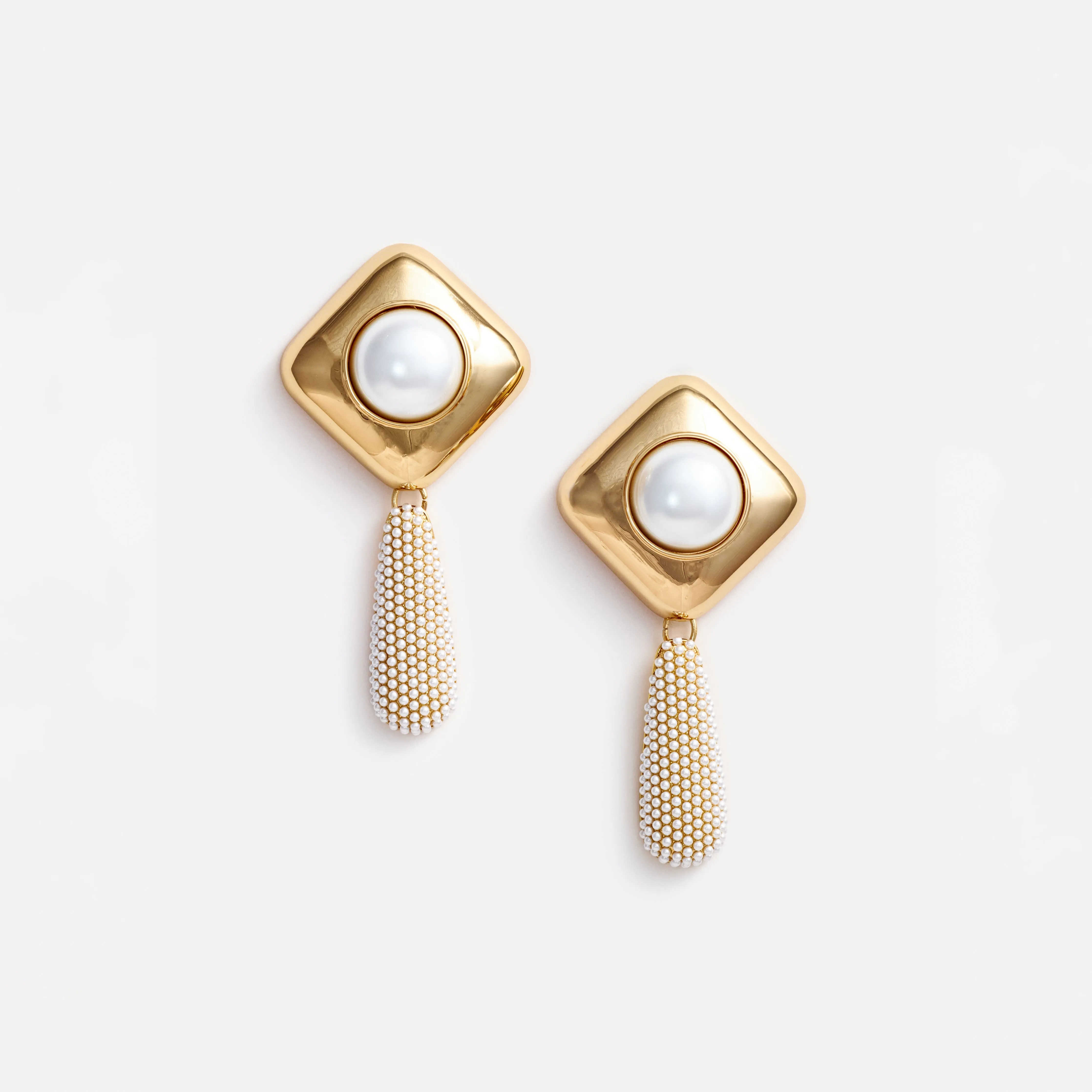 Gold Pearl Crystal Bar Earrings Self Portrait