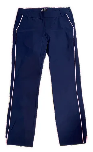 Golftini Women's Stripe Pull-on Stretch Ankle Pant Navy/Pink Size M MSP$130