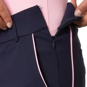 Golftini Women's Stripe Pull-on Stretch Ankle Pant Navy/Pink Size M MSP$130
