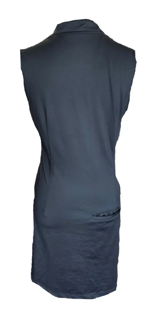Greg Norman Black Sleeveless Golf Dress w/ Animal Print Trim & Logo Size L MSP$119
