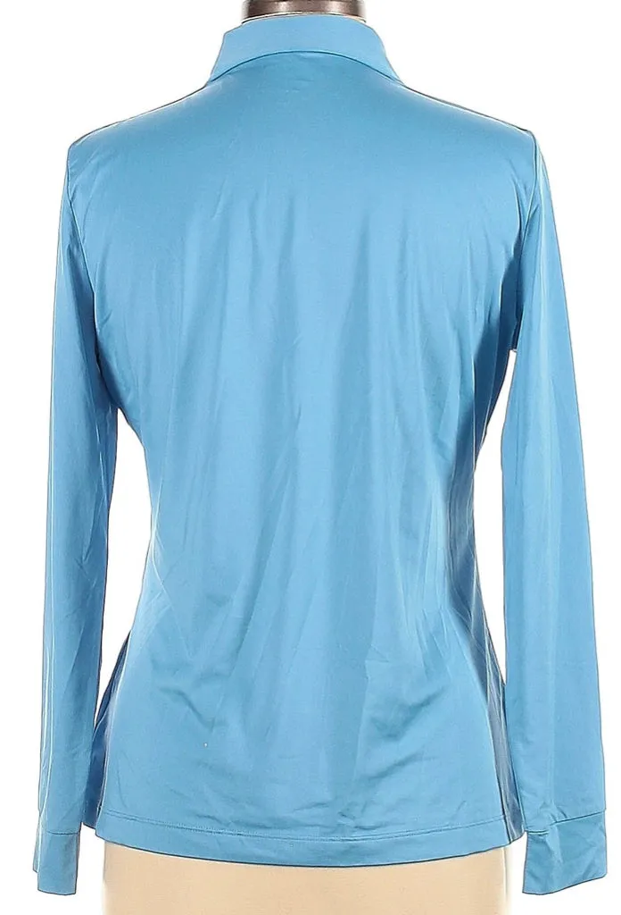 Greg Norman Blue Long Sleeve Zip Golf Polo Size L MSP$69