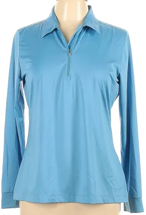 Greg Norman Blue Long Sleeve Zip Golf Polo Size L MSP$69