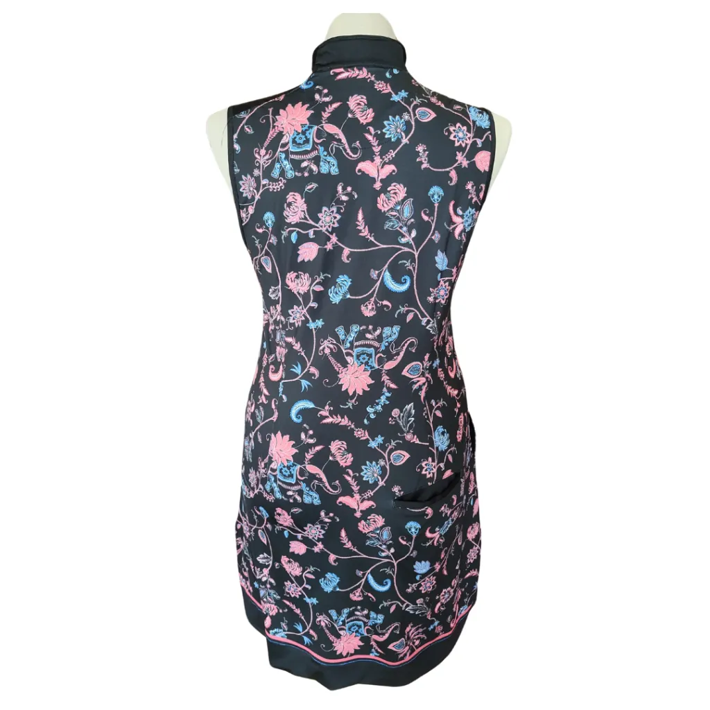 Greg Norman Play Dry Elephant Floral Black Sleeveless Dress Size L