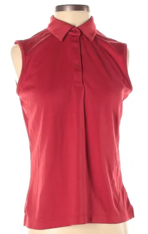 Greg Norman Red Sleeveless Textured Polo