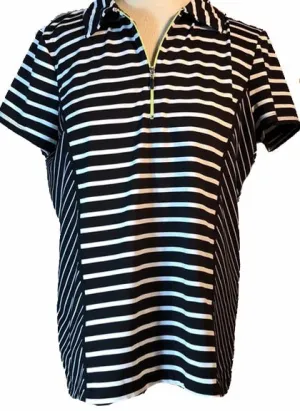 Greg Norman White Polo with Paisley Pink, Black & White Collar & Trim Size XL MSP$65