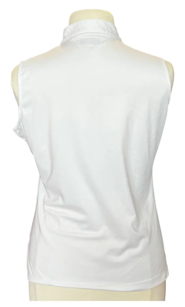 Greg Norman White Sleeveless Polo with Green Palms Size XL MSP$70