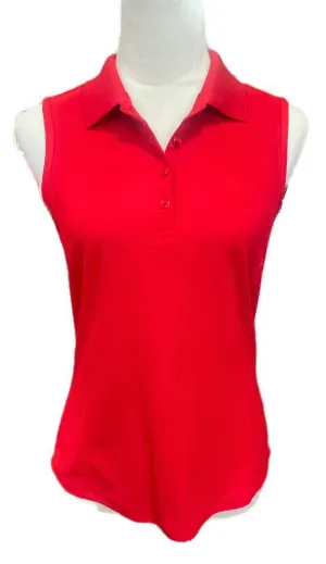 Greg Norman Women's Red Sleeveless Pique Golf Polo Size S