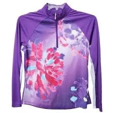 Greg Norman Women's Solar XP Purple Floral Golf Pullover Size XL MSP$79