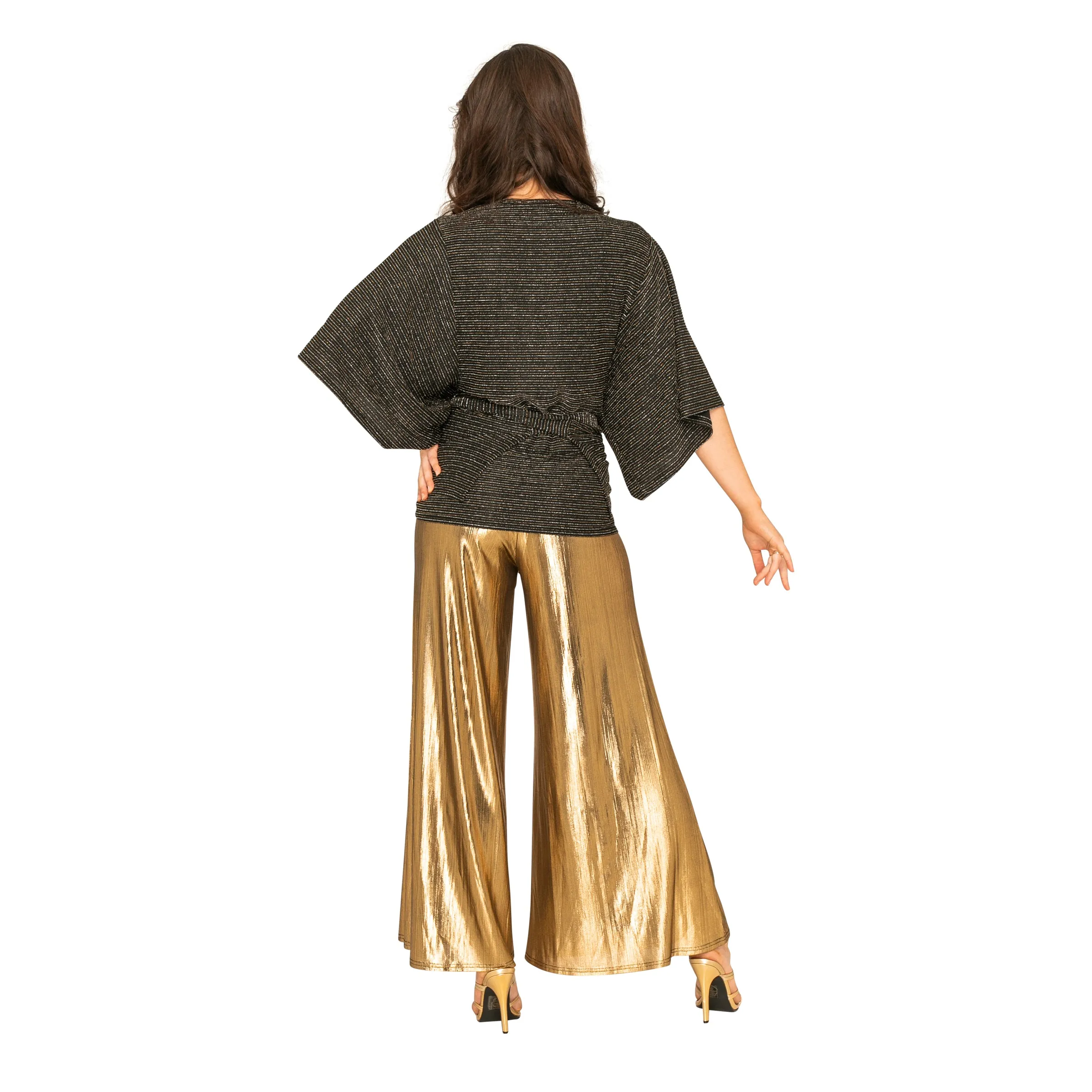 Groovy Lurex 70s Womens Wrap Shirt