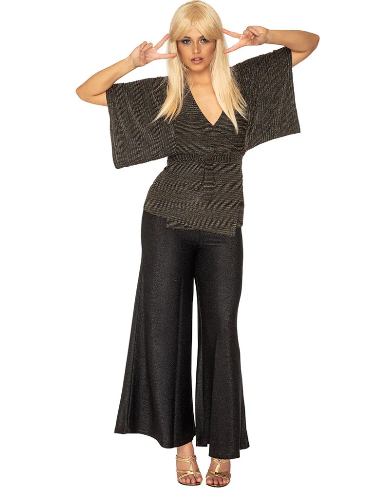 Groovy Lurex 70s Womens Wrap Shirt