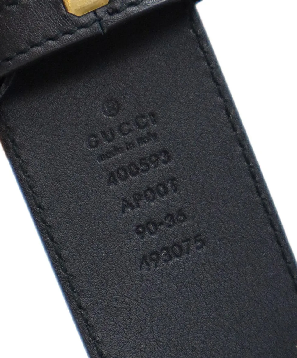 Gucci Black Leather & Gold GG Buckle Belt