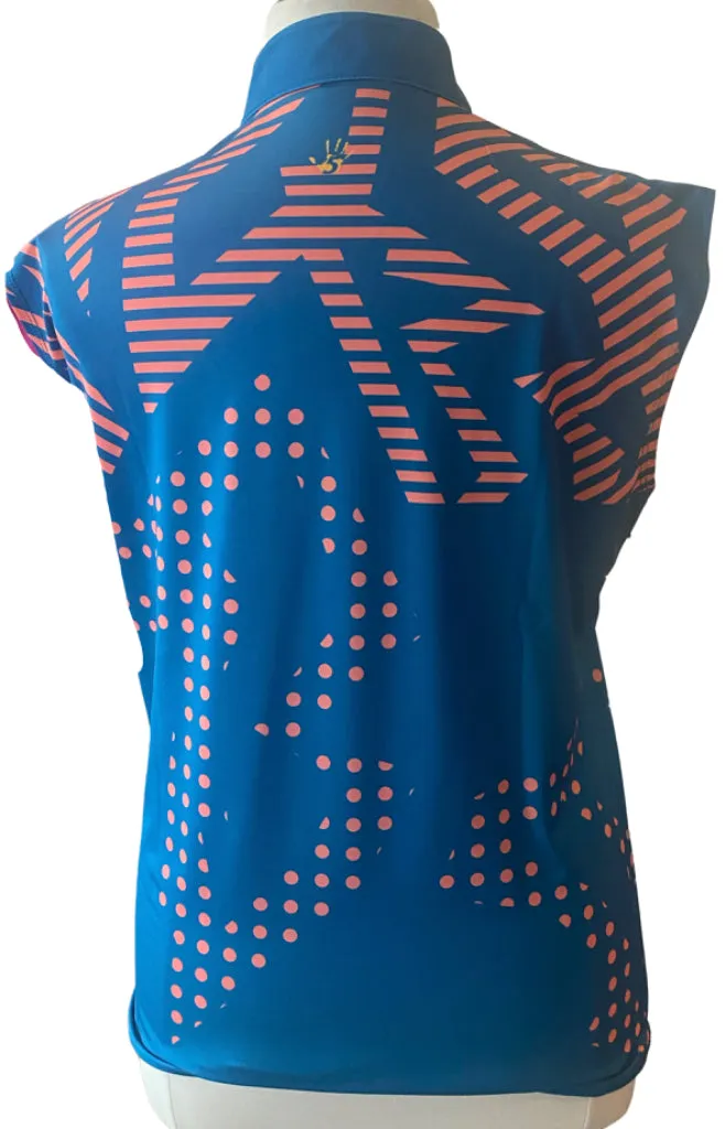 H5G Teal & Peach Patterned Sleeveless Polo w/ Bottom Logo Size WXL.