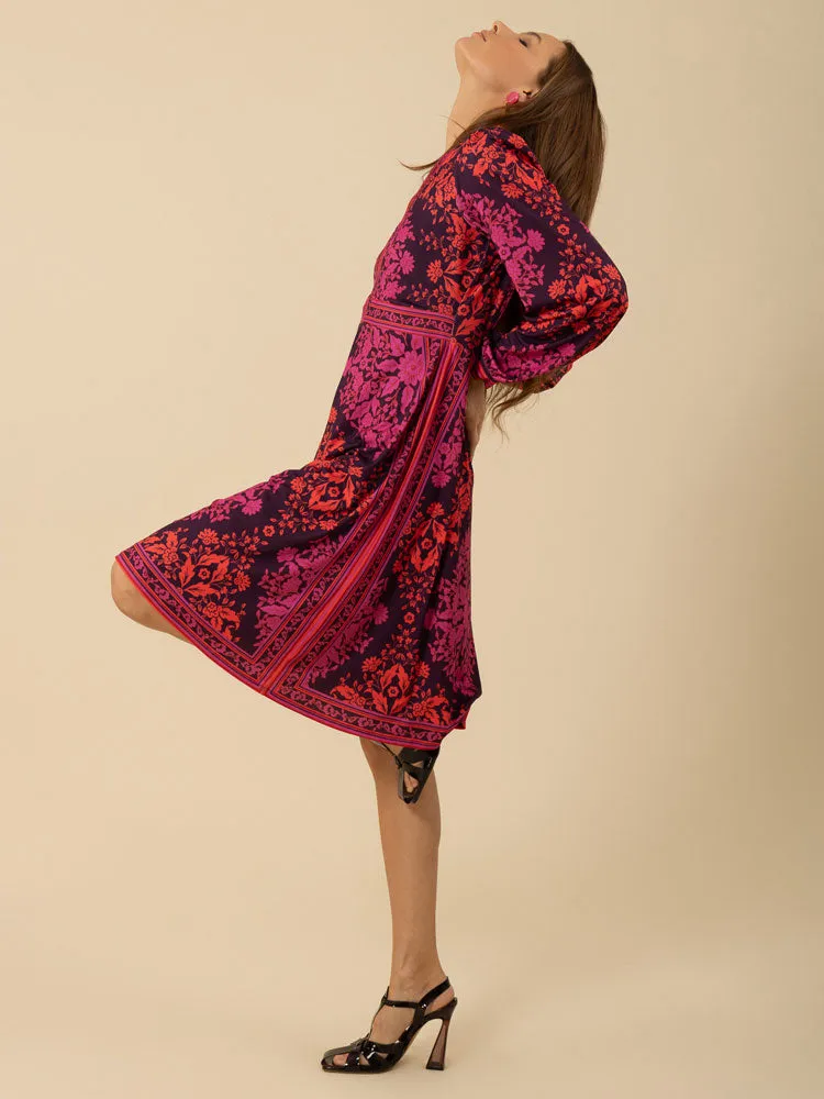 Hale Bob Adley Midi Dress Fuchsia