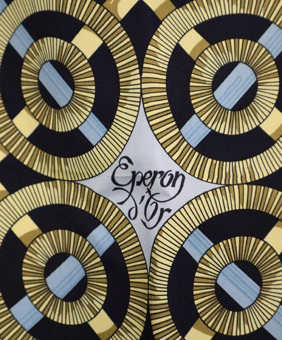 Hermes Blue & Gold Eperon d'or Silk Scarf