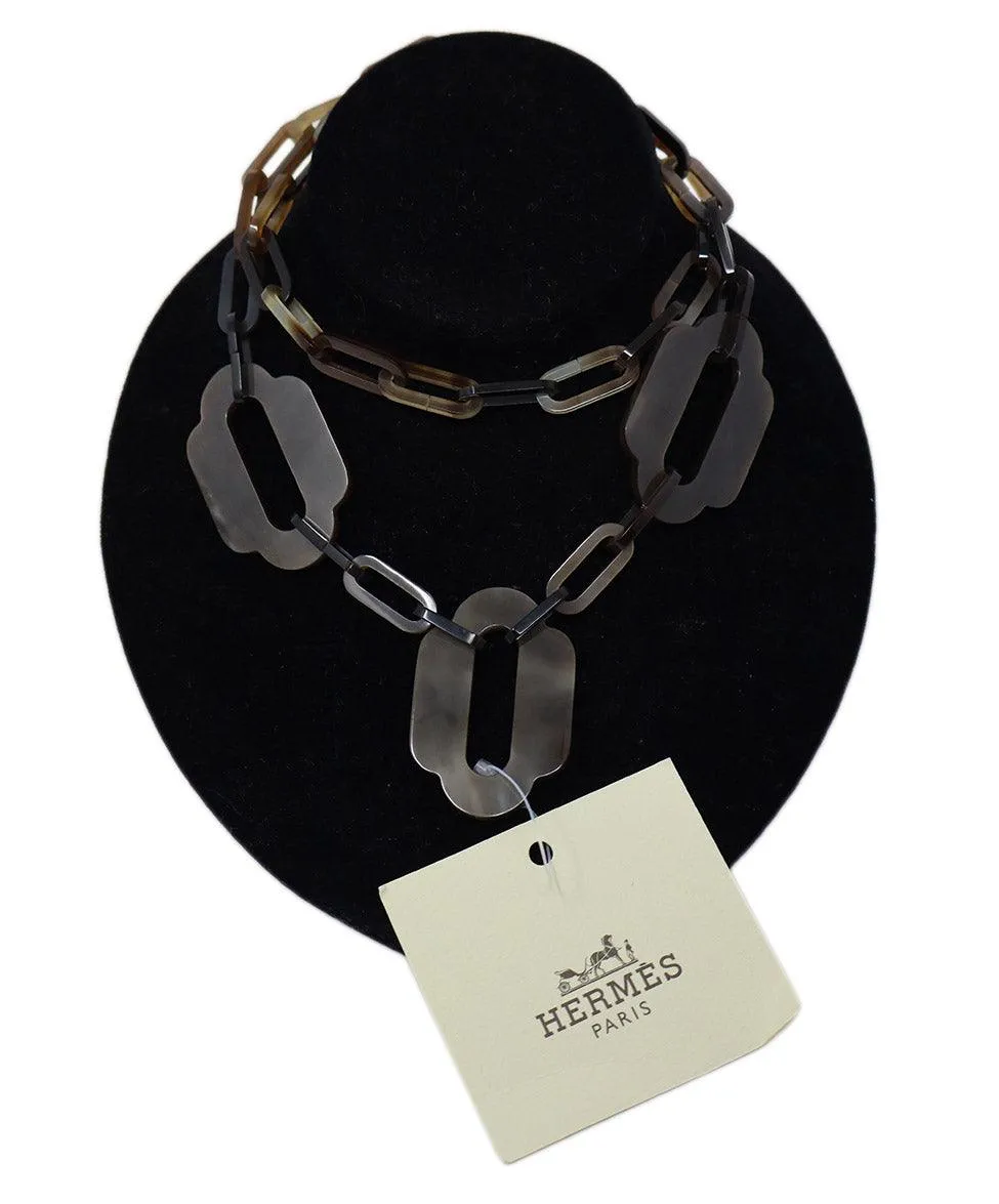 Hermes Brown Horn Links Necklace