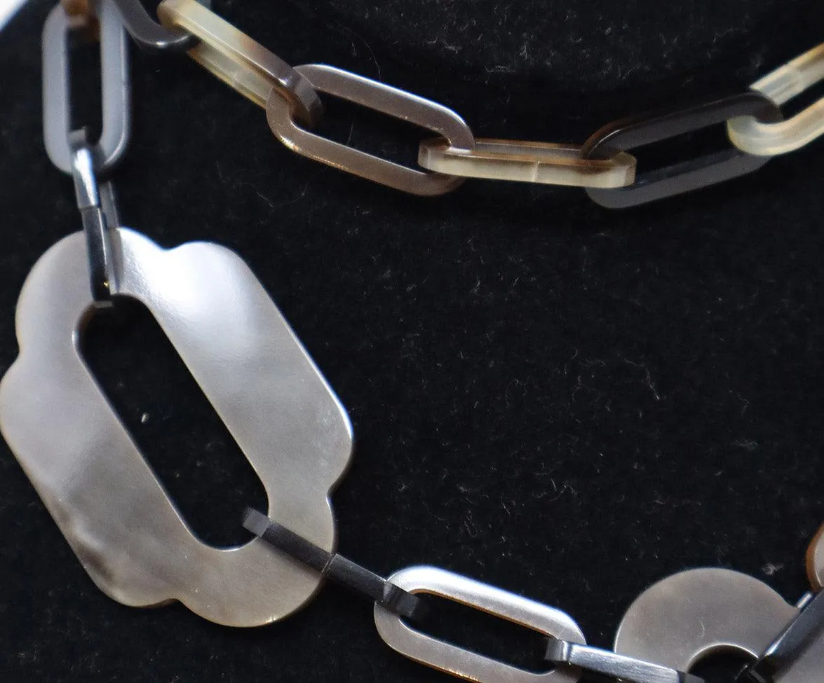 Hermes Brown Horn Links Necklace