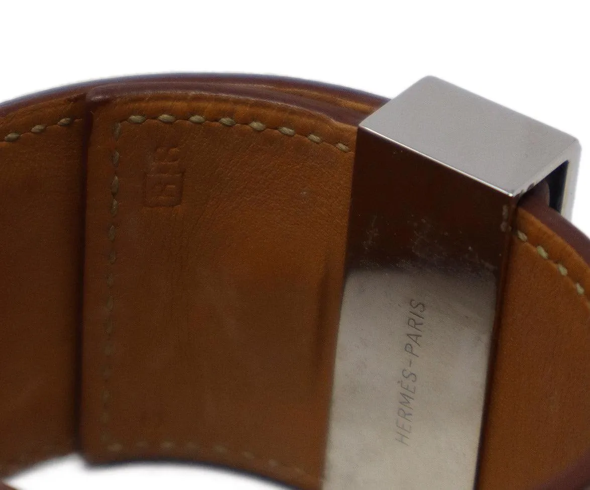 Hermes Brown Leather Collier de Chien Bracelet