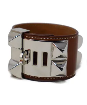 Hermes Brown Leather Collier de Chien Bracelet