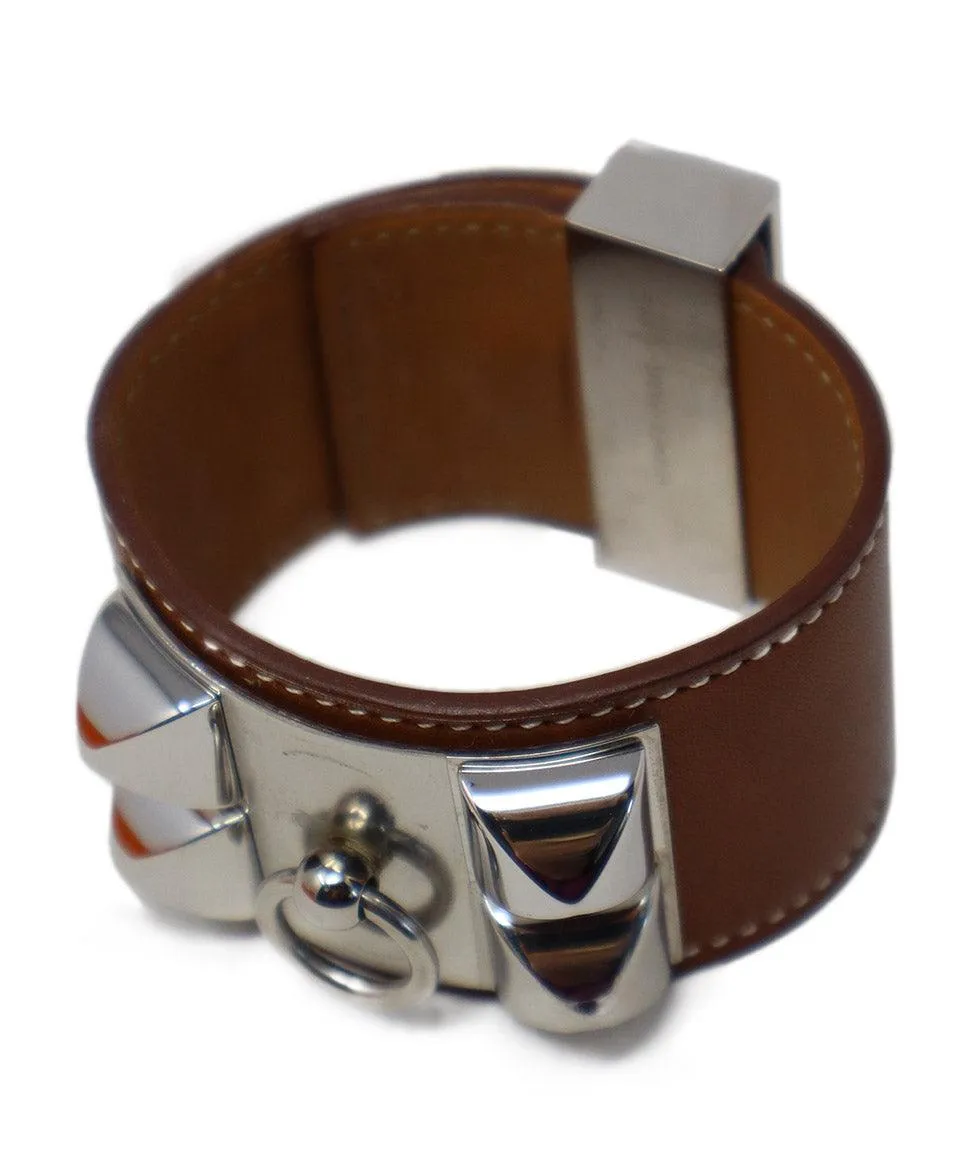 Hermes Brown Leather Collier de Chien Bracelet