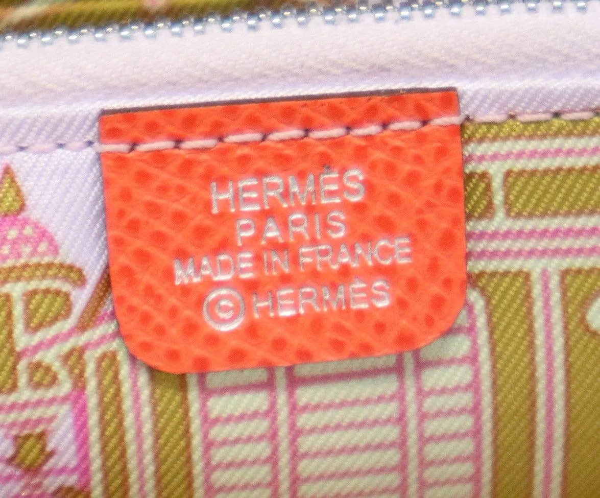 Hermes Coral Leather Wallet w/ Silk Lining