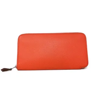 Hermes Coral Leather Wallet w/ Silk Lining