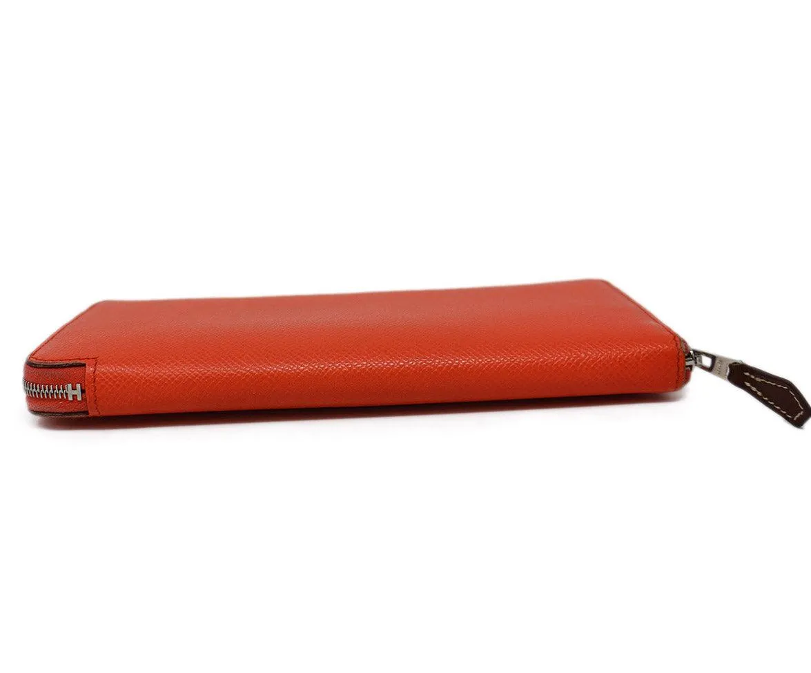 Hermes Coral Leather Wallet w/ Silk Lining