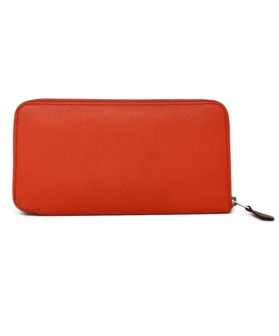 Hermes Coral Leather Wallet w/ Silk Lining