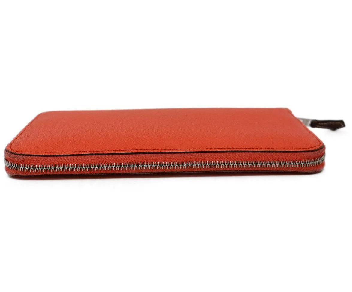 Hermes Coral Leather Wallet w/ Silk Lining