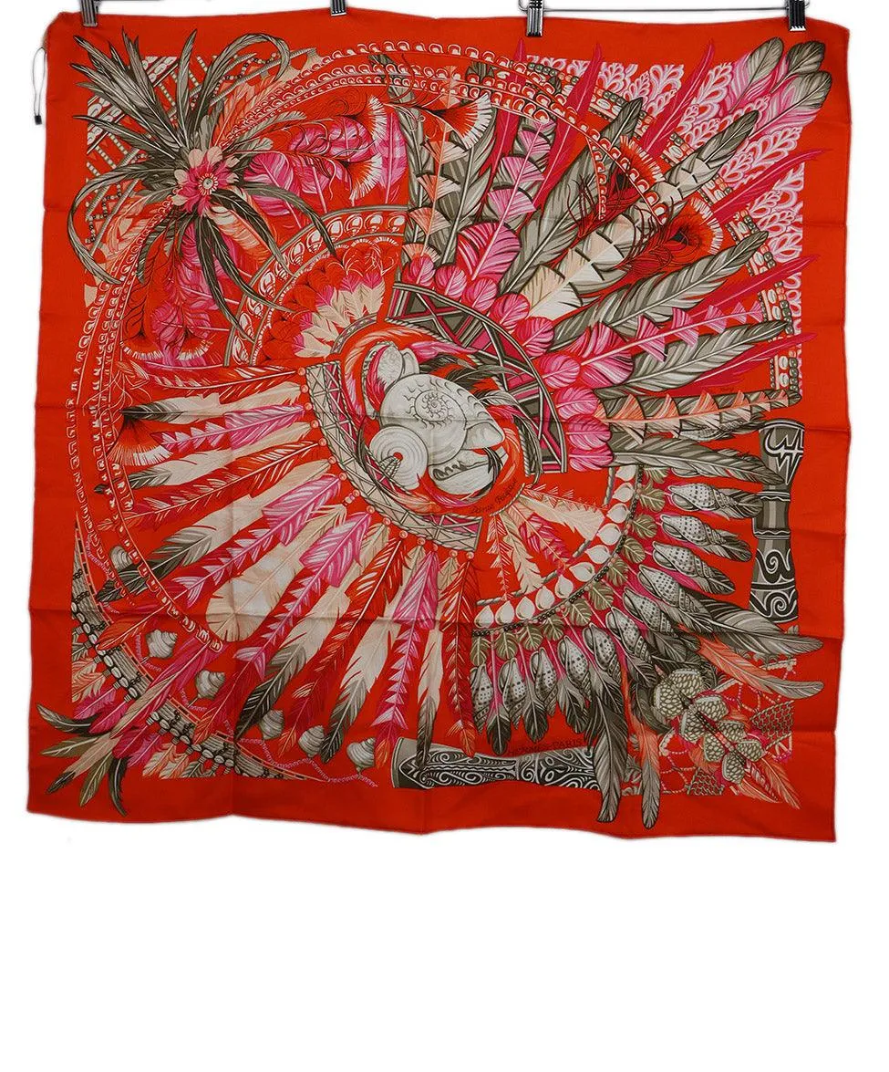 Hermes Danse Pacifique Print Silk Scarf