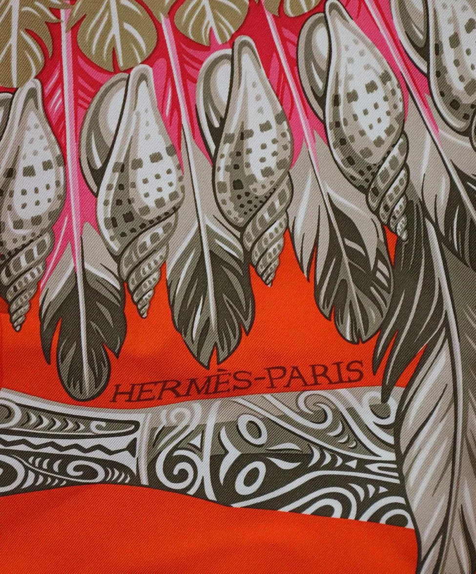 Hermes Danse Pacifique Print Silk Scarf
