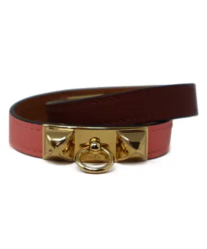 Hermes Pink & Burgundy Collier de Chien Leather Bracelet