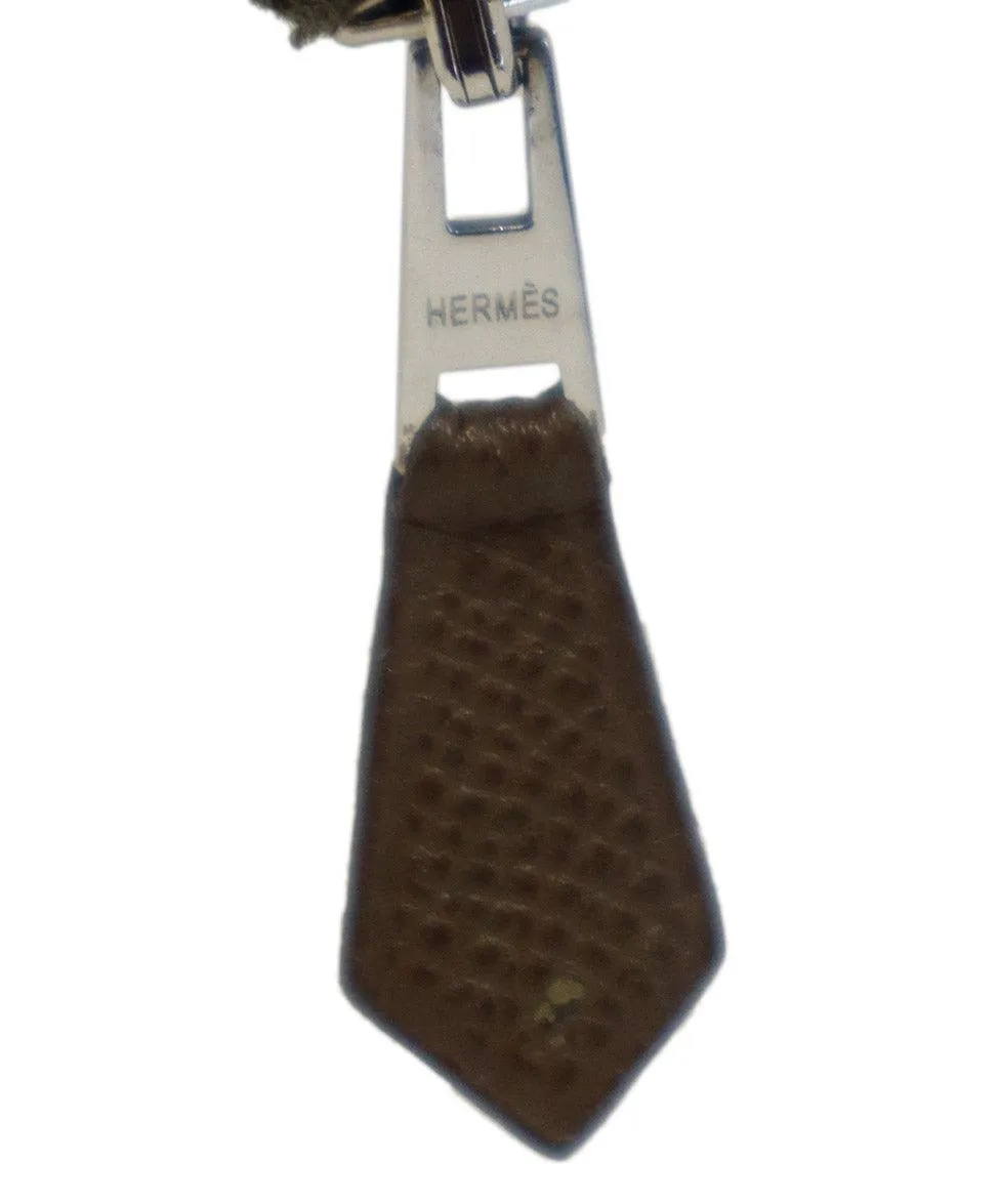Hermes Taupe Leather Zip Around Wallet