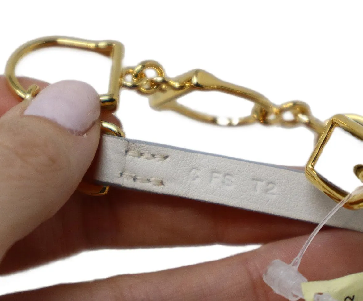 Hermes White Leather & Gold Bracelet