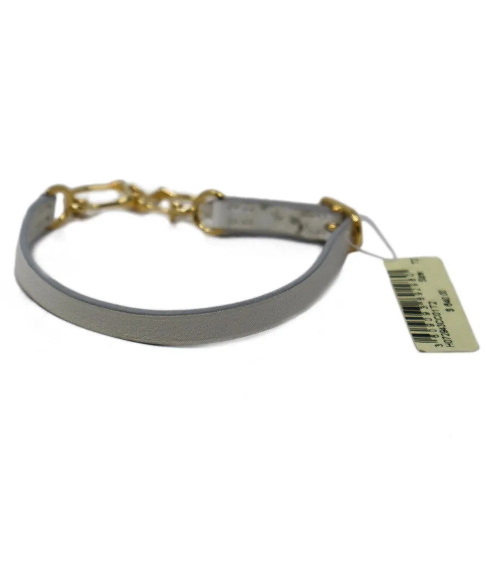 Hermes White Leather & Gold Bracelet
